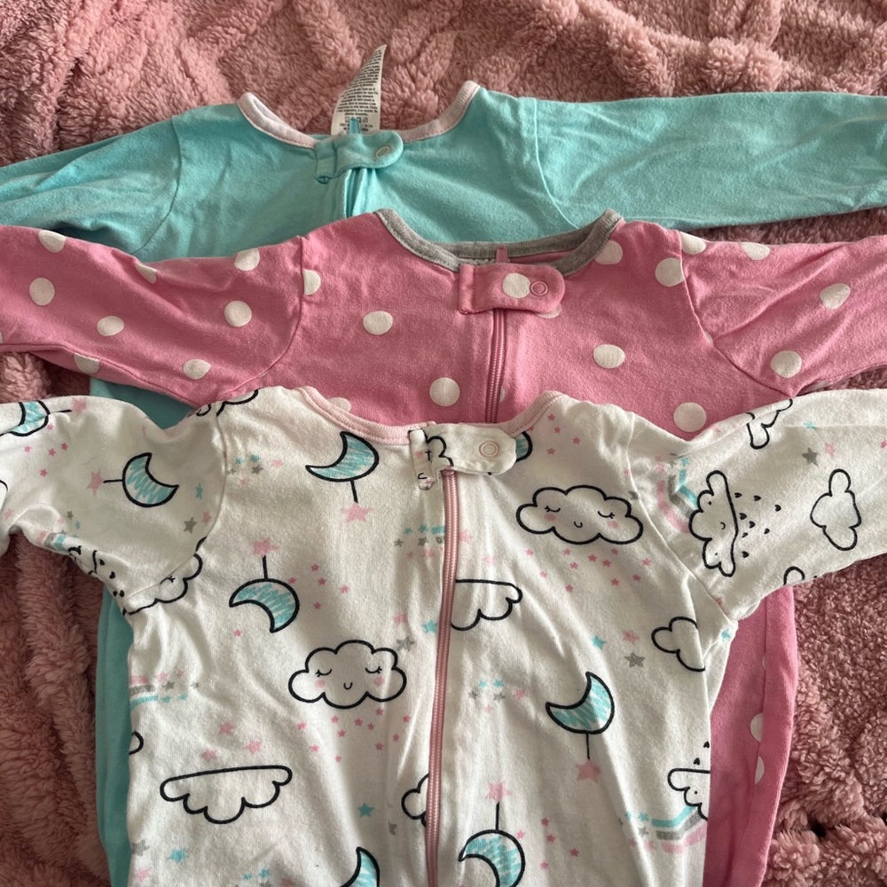 Baby Sleepers Set - Pink, Blue, and White